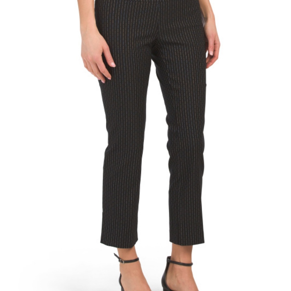 NIC+ZOE Women's Broken Stripe Cropped Pants Petite 0 Black
